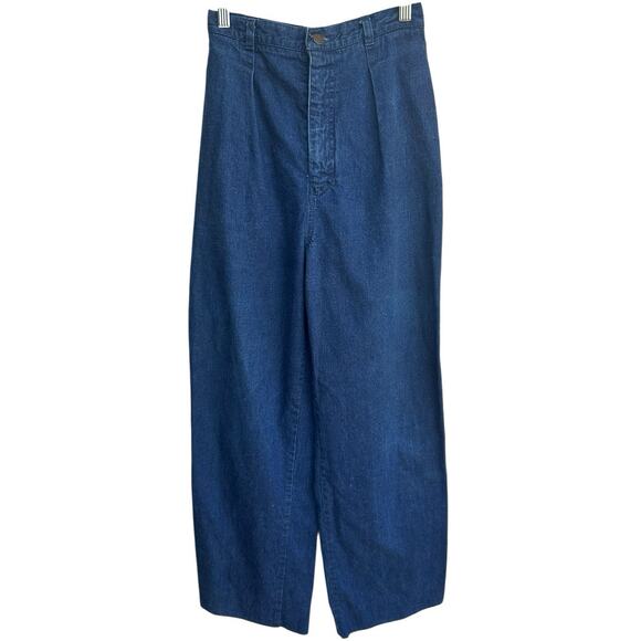 Calvin Klein Vintage 1980s Denim Trousers High Waist Pleated Straight Leg Jeans - Picture 2 of 8